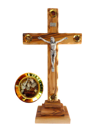 Olive wood large standing crucifix